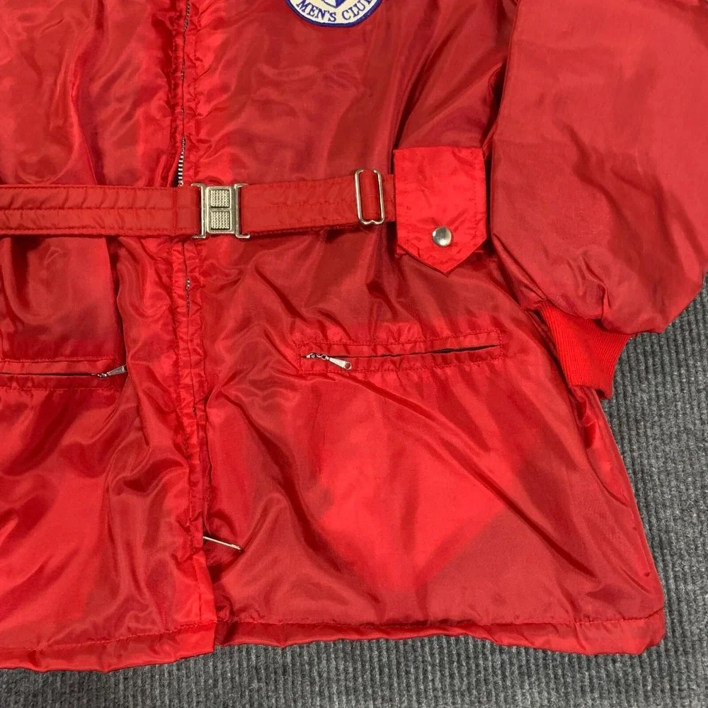 VTG Great‎ Lakes Jacket Mens XL Red Belted Gernal Motors Mens Club Parka Nylon - Picture 9 of 16
